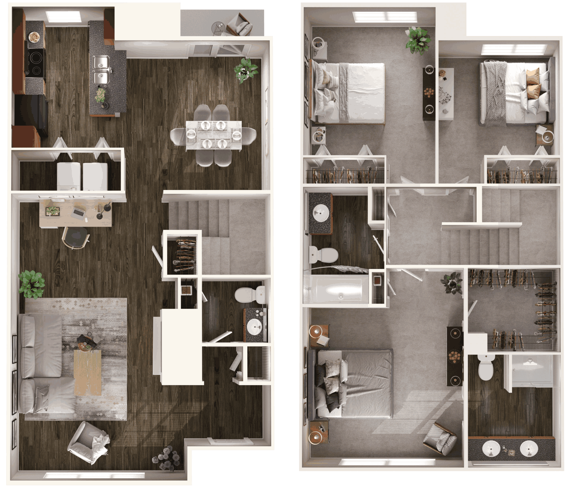 Floor plan for 3 beds, 2.5 baths, 1538 sqft
